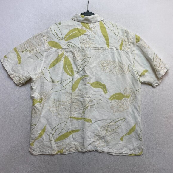 Cubavera Shirt Mens XL White Short Sleeve Floral Linen Blend Button Up - Picture 8 of 11